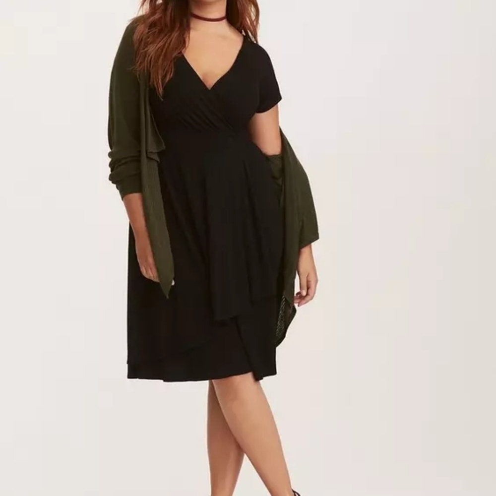 Torrid Black Faux Wrap Mini Dress Size 2 image 2